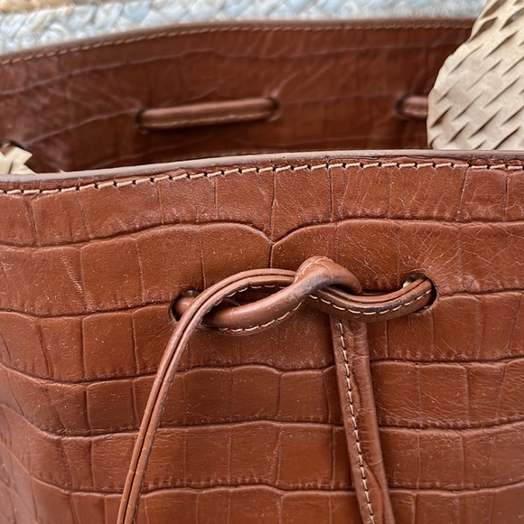 Sezane Farrow Camel Croco Bucket Bag - Picture 8 of 16
